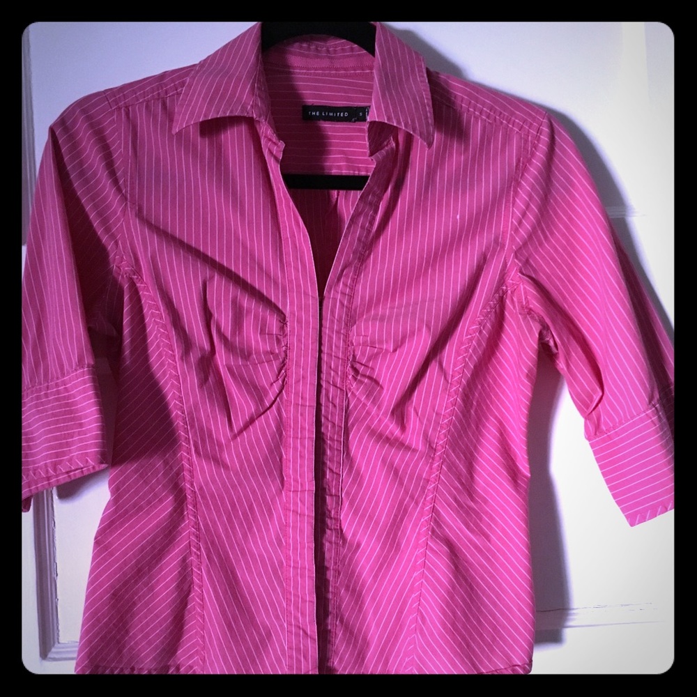 Limited pink/white clasp fitted dress shirt, small